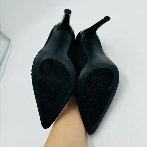 Steve Madden Deb Black Fabric Sock Like Heels - Picture 9 of 9